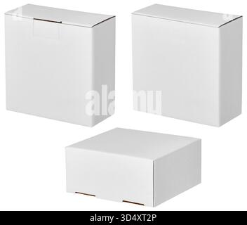 cardboard box giftbox set isolated Stock Photo