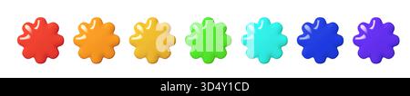 3D flower shapes with glossy gradient and Y2K aesthetic. Bright 3D flowers and glossy balloon elements in rainbow colors. Cute vector design with Stock Vector