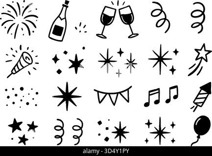 Firework vector new year set. Stock Vector
