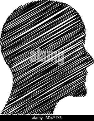 Silhouette of human head in profile with question mark in brain ...