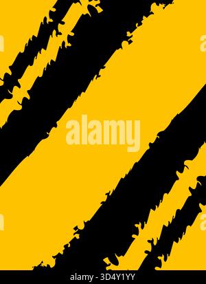 Dynamic abstract black and yellow diagonal brush strokes forming a bold grunge background ideal for poster design artistic layout creative banner Stock Vector