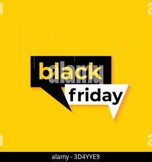 Falling black Friday banner on yellow and black background design Stock Vector