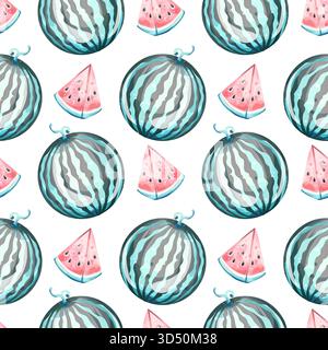 Summer vacation seamless pattern background wallpaper featuring vibrant watermelons and refreshing summer vibes for cheerful decor Stock Vector