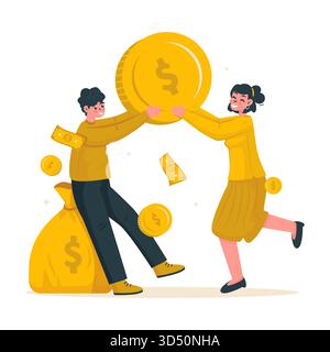 Business partnership with investment profit sharing vector illustration Stock Vector