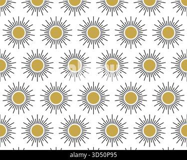 Mystical pattern. Boho Sun. Isolated white background. Vector illustration. Stock Vector
