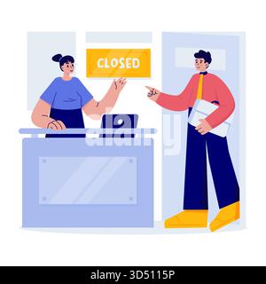 Customer service informs customer that service is closed flat design Stock Vector