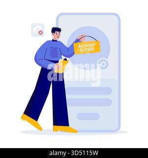 Closing Account Profile Flat Illustration Stock Vector