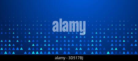 Blue neon triangle pattern. Tech triangular mosaic wallpaper. Glowing arrow geometric background. Fading arrow halftone gradient for science poster, healthcare banner, business booklet. Vector Stock Vector