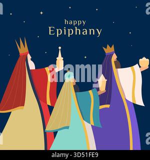 Happy Epiphany illustration template in flat style design Stock Vector