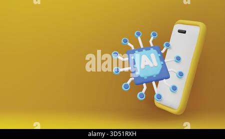 Smartphones with an integrated AI chip represent innovation in mobile computing, deep learning, and futuristic tech. Stock Vector