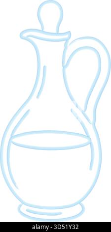 A slender handled glass cruet illustrated in line art suitable for oil vinegar or water at the table Stock Vector