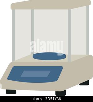 A high precision analytical balance with draft shield and digital readout used for weighing small samples Stock Vector