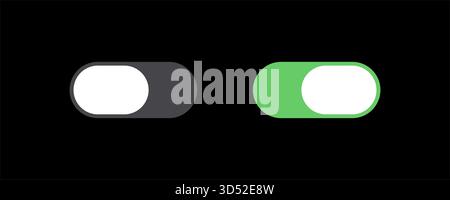 Toggle Button Off On Switch, Active Inactive Slider. Notification Icon Ios Bar of Mobile Phone, Digital UI Web Interface Element Design. Smartphone Stock Vector