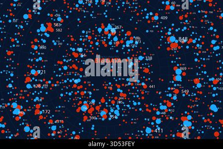 Round big data information visualization. Social network, financial analysis of complex databases. Visual information complexity clarification Stock Vector