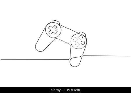 Continuous one line drawing of a game controller for gaming concept design Stock Vector