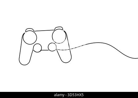 Continuous one line drawing of a game controller for gaming concept design Stock Vector