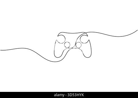 Continuous one line drawing of a game controller for gaming concept design Stock Vector