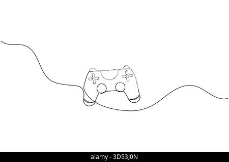 Continuous one line drawing of a game controller for gaming concept design Stock Vector