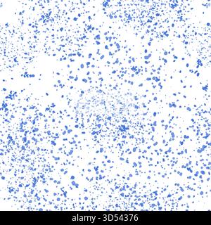 Abstract seamless pattern of blue colors. Many small blue paint splashes on white background. Minimalist background with different spots. Decorative d Stock Vector
