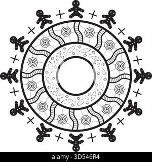 Gingerbread Man Mandala Vector for Cutting and Craft Projects. Stock Vector
