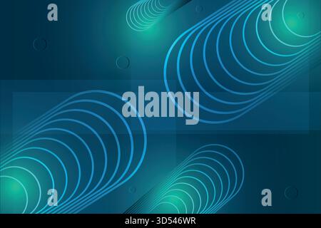 Modern, dark blue and teal abstract background with futuristic concentric circle lines and subtle glowing light. Ideal for technology, data Stock Vector