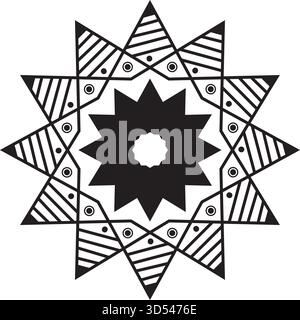 Celestial Star Shape Mandala Vector and Intricate Geometric Graphic. Stock Vector