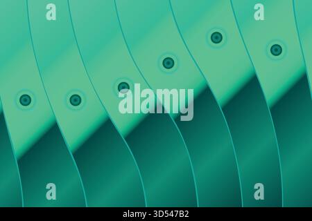 Modern Teal Geometric Abstract Background with Curved Stripes and Circles.eps Stock Vector