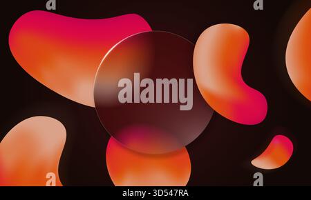 Glossy red and burgundy glassmorphism background with matte liquid texture. Transparent shapes and subtle blur glass morphism add depth to modern digital poster layout. Stock Vector
