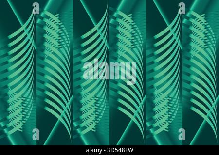 Dark and vibrant teal abstract background featuring repetitive vertical wavy stripes and dynamic gradient lines. Perfect for modern tech and corporate Stock Vector