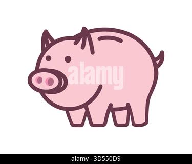 Piggy Bank Illustration visualized with Simple Illustration Stock Vector