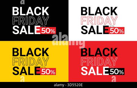 Black Friday Sale Sign. Set of black friday Logo Vector Illustration Concept for Black Friday Sale Advertisement, Ad, Label, Banner Stock Vector