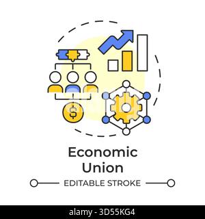Economic union multi color concept icon Stock Vector