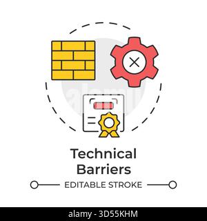 Technical barriers multi color concept icon Stock Vector