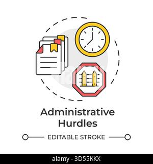 Administrative hurdles multi color concept icon Stock Vector