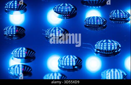 abstract bubles with blue background and lights Stock Photo
