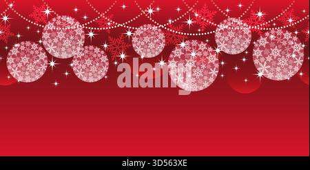 Seamless Vector Background With Christmas Ball Ornament And Text Space. Horizontally Repeatable. Stock Vector
