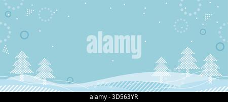 Seamless Snow-Covered Forest Landscape With Text Space, Vector Illustration. Horizontally Repeatable. Stock Vector