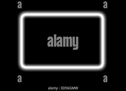 Neon light frame. Glowing rectangular border with bright LED effect and transparent background, modern digital design with electric shine, futuristic Stock Photo