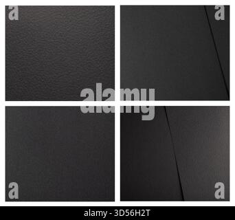 Black paper texture background with a clean, dark surface. Matte and rough cardboard or canvas material with subtle grunge, coarse structure, and eleg Stock Photo