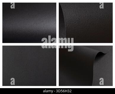 Black paper texture background with a dark, elegant surface. Premium material effect showing sheet, card, or canvas with subtle grain, glitter, and gr Stock Photo