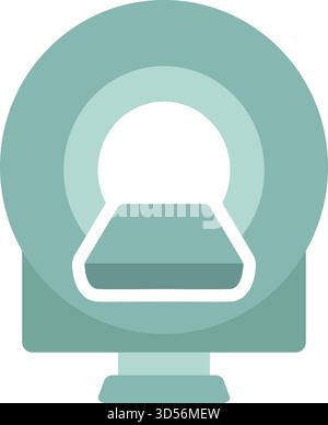 A cylindrical magnetic resonance imaging scanner shown from the front with patient table entering the bore Stock Vector