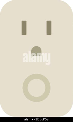 A rectangular smart plug with integrated socket and pairing button for remote power control via a mobile app Stock Vector
