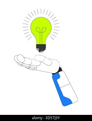 Robotic hand presenting light bulb vector illustration Stock Vector