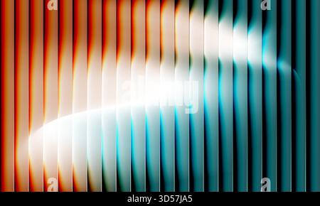 Orange, turquoise and white ribbed abstract background with colorful gradient glass effect. Vector illustration Stock Vector