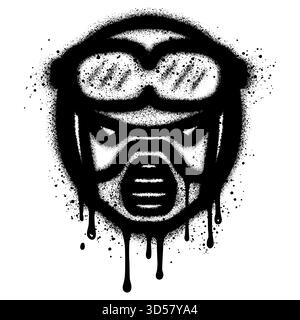Graffiti helmets and goggles was painted black with spray paint. Stock Vector