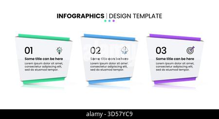 Infographic template with icons and 3 options or steps. Origami banners. Can be used for workflow layout, diagram, webdesign. Vector illustration Stock Vector