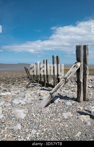 Llanfairfechan coastal path and beach near Glany Mor Elias nature reserve on the North Wales coast looking towards Puffin Island Stock Photo