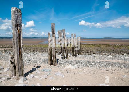 Llanfairfechan coastal path and beach near Glany Mor Elias nature reserve on the North Wales coast looking towards Puffin Island Stock Photo