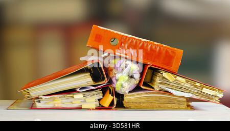 Messy file folders Stock Photo