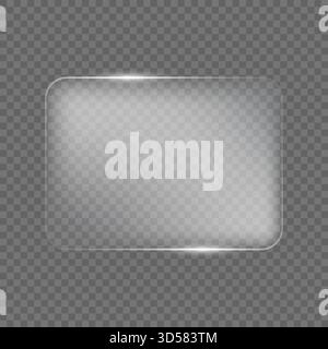 Liquid glass vector frame in glassmorphism style. Rectangular glass vector illustration on isolated background. Transparent mirror frame sign business Stock Vector